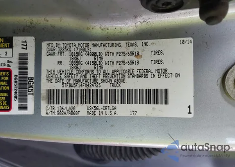 2015 Toyota Tundra Limited 5.7L V8 from USA, damaged, VIN 5TFBW5F14FX424723